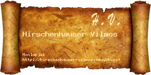 Hirschenhauser Vilmos névjegykártya